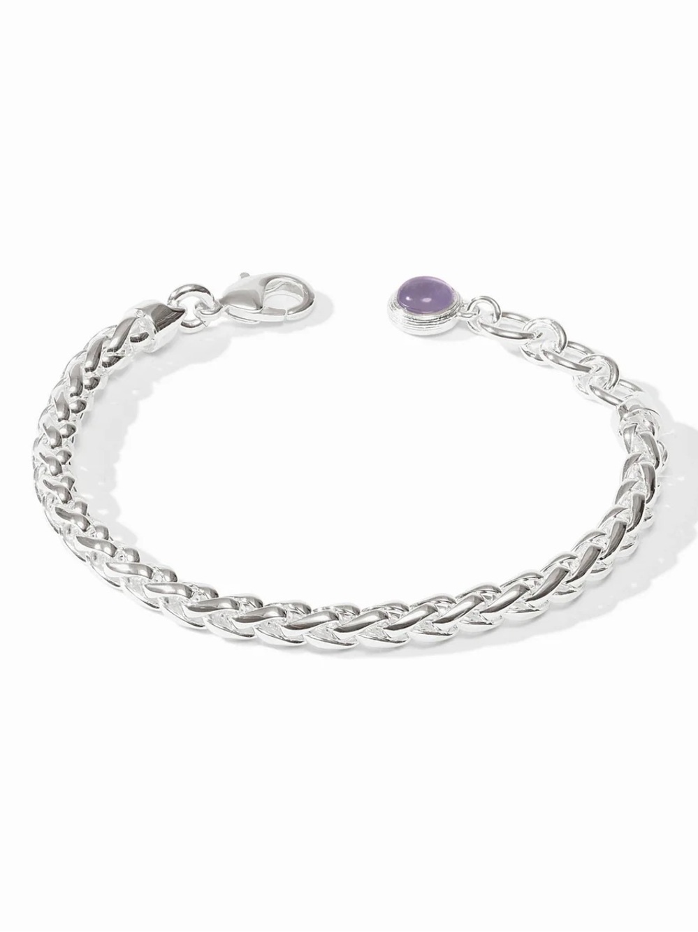 Julie Vos Silver Braided Bracelet with Purple Cabochon